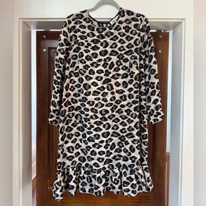 Eliza J Black and Cream Animal Print Long Sleeve Dress